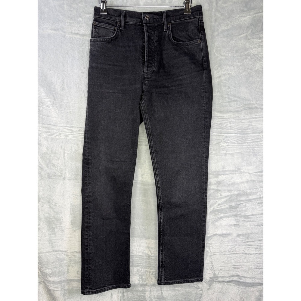 AGOLDE Riley Crop Jeans Womens 26 Black High Rise Straight Leg A056-1286
